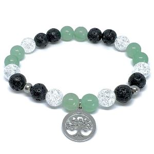 Minerální náramek avanturín, láva, křišťál - HOJNOST